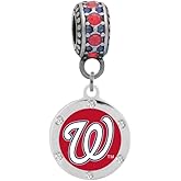 Washington Nationals Crystal Charm Compatible With Pandora Style Bracelets. Can also be worn as a necklace