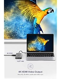 UtechSmart - Adaptador USB C a HDMI 6 en 1 con 3,280.8 ft de Ethernet, puerto de carga PD tipo C, 3 puertos USB 3.0, compatible con MacBook Pro, ChromeBook, XPS