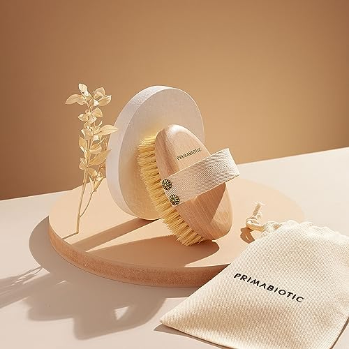 Primabiotic Body Massage Brush in Beech Wood and Agave Fibres | Ecological Product with Case | Ideal for Dry Brushing and Cellulite
