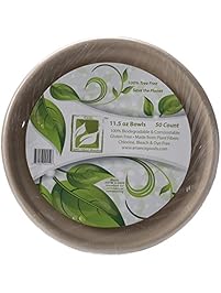 Earth's Natural Alternative Wheat Straw Fiber, Bagasse (Sugarcane) Tree Free 11.5oz Bowl, 50-Pack