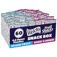 Welch's Fruit Snacks, Mixed Fruit & Berries 'N Cherries Variety Pack, Great for School Lunches, Bulk Pack, Halloween Treats, Individual Single Serve Bags, 0.8 oz (Pack of 60)