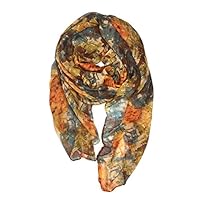 YOUR SMILE Lightweight Scarf beach towels Pareo Fashion Flowers Print Shawl Wrap For Women For Spring Summer(Orange/Yellow Abstract)