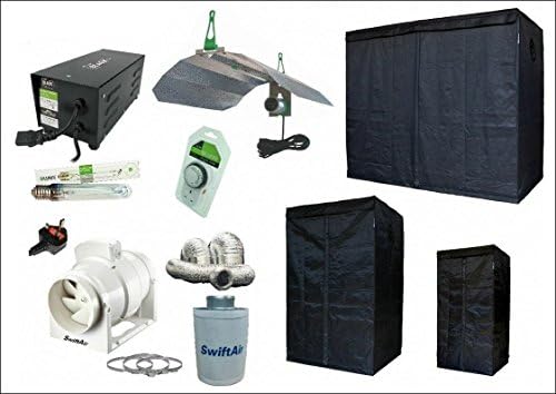 LUMii Light Kit Sunblaster Lighthouse Grow Tent & Swiftair Fan kit 400w & 600w Copacta Ballast Hydroponics Complete Kit (400w Light Kit - 1.2m x 2.4m x 2m Tent)