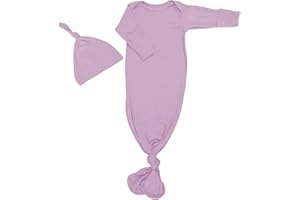 Yaana Banana Newborn Unisex Knotted Cuffed Sleeve Baby Sleepwear Gown with 100% Organic Bamboo Rayon- Gender Neutral Clothes