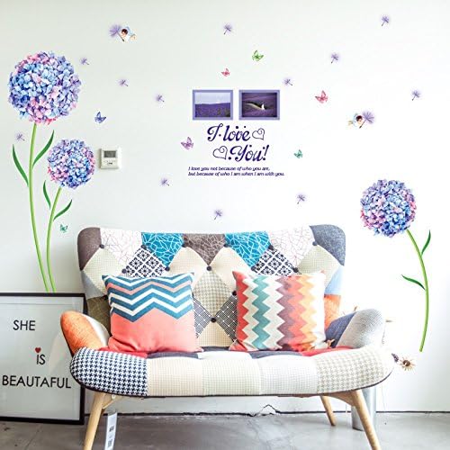 WOCACHI Wall Stickers Decals I Love You Flower Ball Art Vinyl Mural Home Room Decor Wall Stickers Art Mural Wallpaper Peel & Stick Removable Room Decoration Nursery Decor