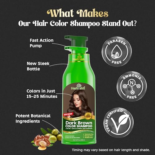 Herbishh Combo Pack-2Pcs Hair Color Shampoo For Gray Hair+ 1Pc Argan Intense Hair Mask- Hair Dye Shampoo – Colors Hair In Minutes – Long-Lasting Color– 500 Ml –Stimulates Dry Frizzy Hair (Dark Brown)