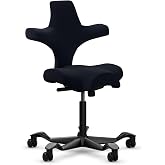 HAG Capisco Adjustable Sit to Stand Desk Chair - Black Frame - Polyester Black Seat