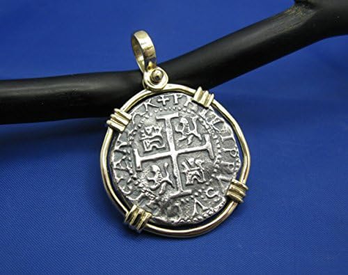 Crisol JewelryNew 'Piece of 8' Replica Pirate Cob in Solid 14k Gold Pendant Bezel (Large: 1.75" x 1.25") Shipwreck Coin Collection by Crisol Jewelry
