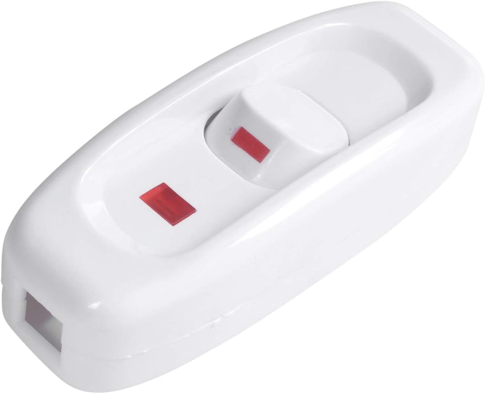Ghulumn White Plastic In-line Cord Light Switch Rocker