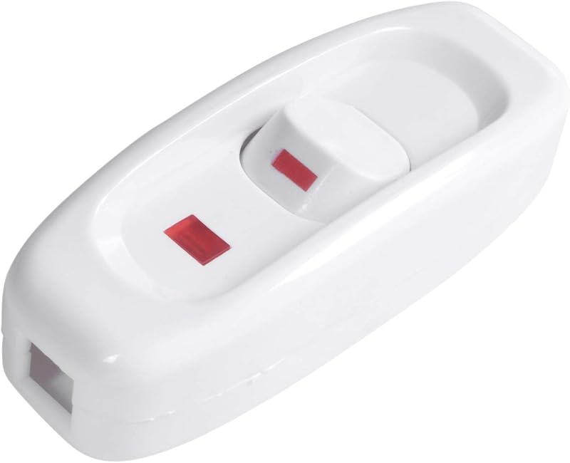 Ghulumn White Plastic In-line Cord Light Switch Rocker