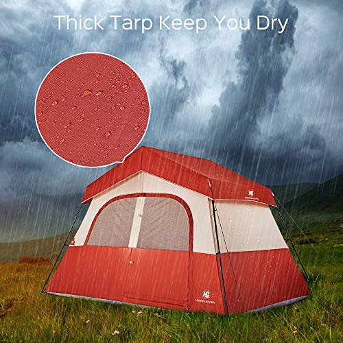TOMOUNT 5 Person Tent - Easy & Quick Setup Camping Tent, Professional Waterproof & Windproof Fabric, 3 Large Mesh for Ventilation, Double Layer, Anti-UV, Lightweight & Portable with Carry Bag, Red