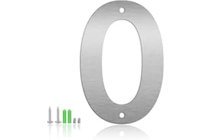 MONLYEY 5 Inch Floating House Numbers and Metal Letters for Outdoor Signs, Modern 304 Stainless Steel Silver Address Numbers for Home, Apartment, and Garden Decor (Number 0)