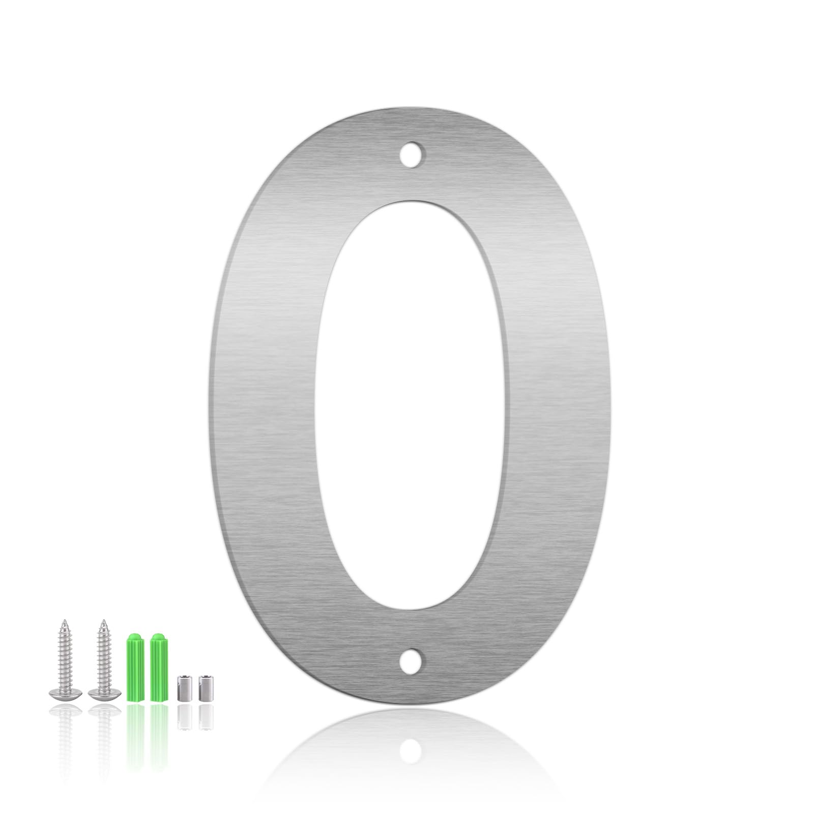 Photo 1 of 4 Inch Floating House Numbers and Metal Letters for Outdoor Signs, Modern 304 Stainless Steel Silver Address Numbers for Home, Apartment, and Garden Decor (Number 0)