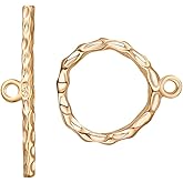 BENECREAT 10 Sets 18K Gold Plated Toggle Clasp Connectors for Necklace Bracelet Jewelry Making - Twist Round, aboout 18x15mm