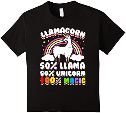 Kids Llamacorn Shirt - Funny Unicorn Llama Shirt - 100% Magic 12 Black