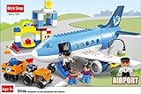 Brick Shop Airport Passenger Terminal with Airplane Jumbo Jet, Lego Duplo Compatible (69 Pcs)