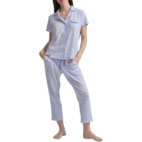 Karen Neuburger Women's Short Sleeve Girlfriend Capri PJ Set