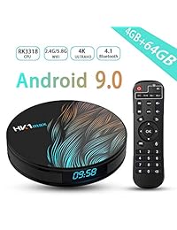 Android TV Box 9.0,RK3318 2.4G 5.8G Dual Band WiFi with Bluetooth 4.1 4GB RAM 64GB ROM Support HDMI H.265 Streaming Media Player 3D 4K HDR Ultra HD Set Top TV Box