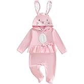 Twopumpkin My First Easter Outfit Baby Girl Newborn Bunny Onesie Ruffle Tulle Tutu Dress Romper Hooded Jumpsuit With Ear