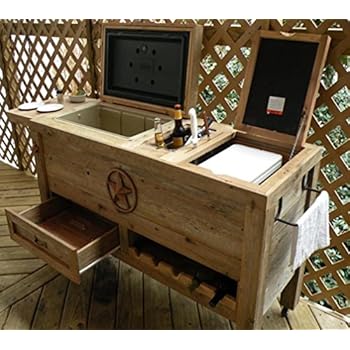 Amazon.com : Outdoor Patio Cooler Bar - Wooden Rustic ...