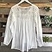 Cinidy Women Long Sleeve Chiffon Lace Crochet Blouse T Shirt Tops (L)