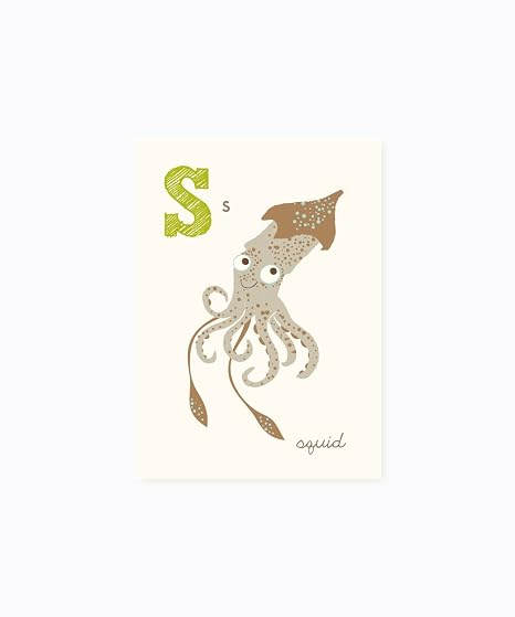 Sea Urchin Studio Abc Wall Art For Kids S Squid Amazon In Baby