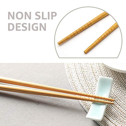 5 Pairs Chopsticks and Chopstick Rest Set, Cute Lucky Cat Chopsticks Holder 5 Cats, Classic Japanese Style Bamboo Natural Reusable Chopsticks, Dishwasher - Safe, Chopsticks Holder Gift Set (Lucky Cat) - Thumbnail 5