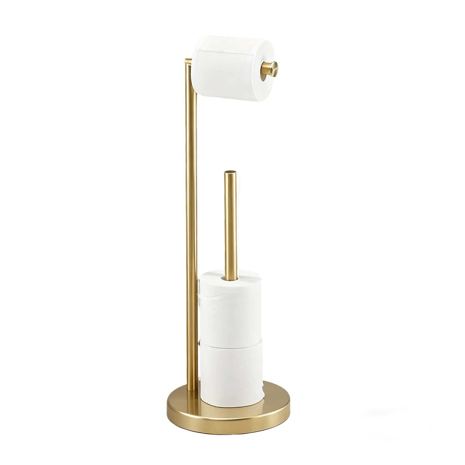 Toilet Roll Holder Free Standing, NEWRAIN Gold Bathroom Accessories Freestanding Toilet Roll Holder, Stainless Steel Toilet Roll Storage