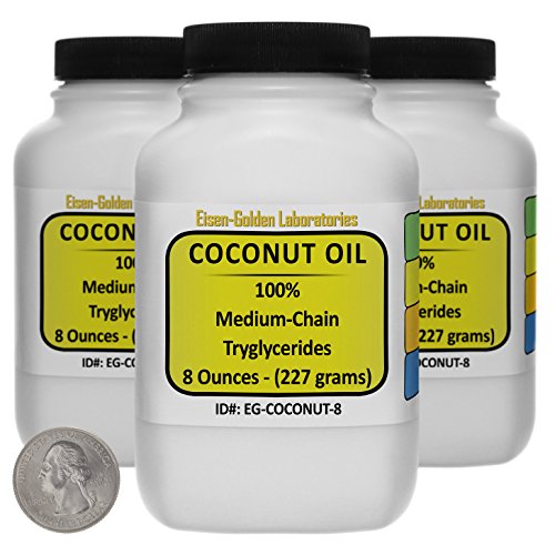 Coconut Oil [Fractionated Triglycerides] 100% Food Grade 24 Oz in Three Space-Saver Bottles USA