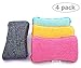 UPSTAR Kitchen Sponges for Dishes, Microfiber Cleaning Scrubber, Non-Scratch Scrubbies for Dishwashing and Bathroom, Size L Pack of 4