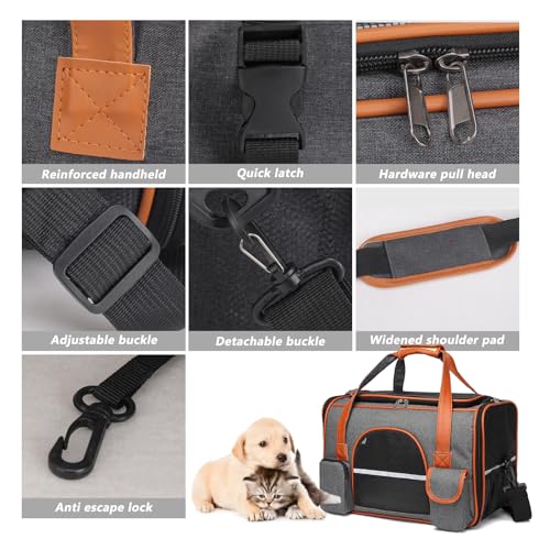 Transport Bag for Dog Cat, 45 x 28 x 25 cm, Airplane Transport Bag, Small Size with Removable Mat, Foldable Soft and Breathable Backpack for Travel Pets
