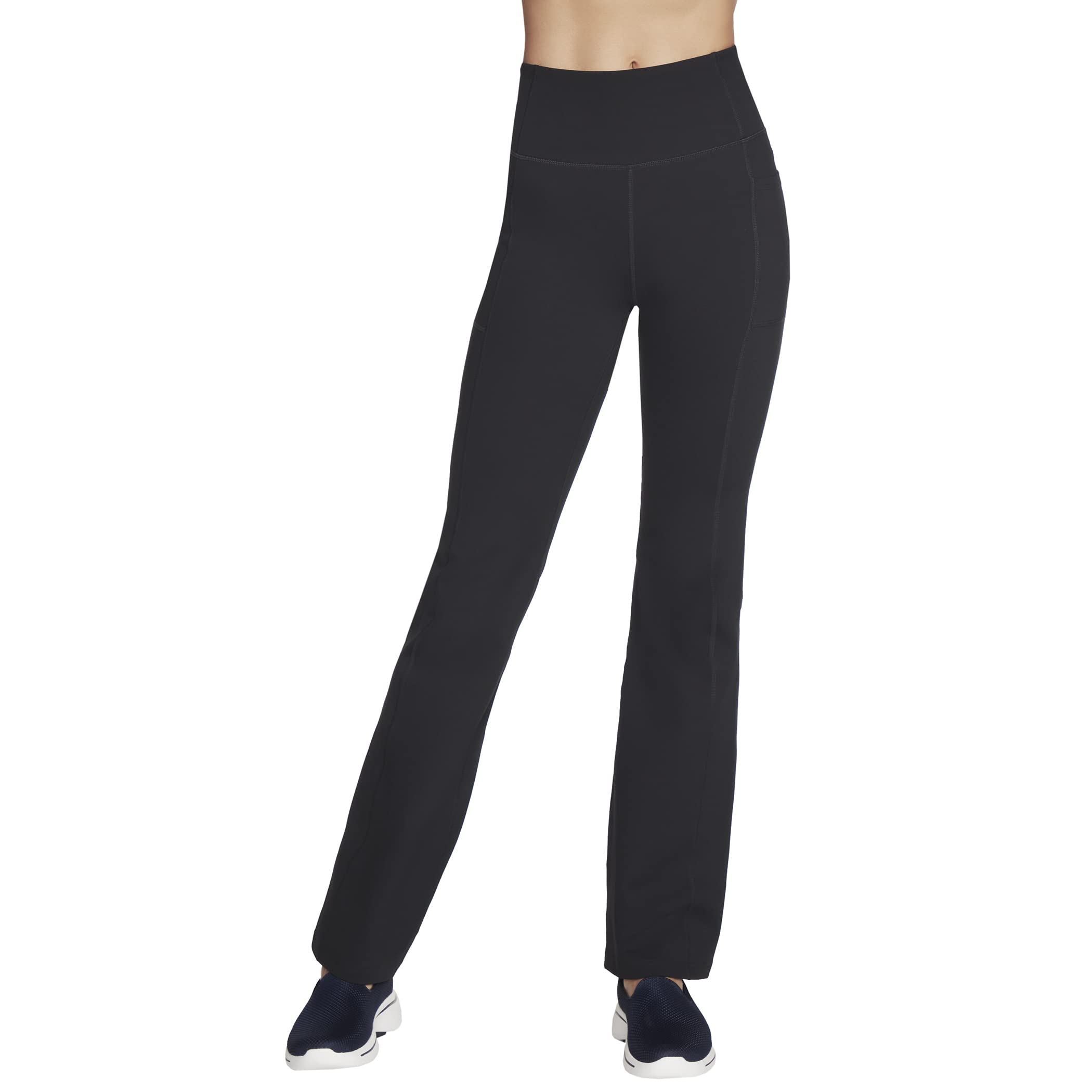 Photo 1 of Skechers Womens Go Walk High Waisted Evolution Flare Pant, 88% Nylon, 12% Spandex Bold Black M