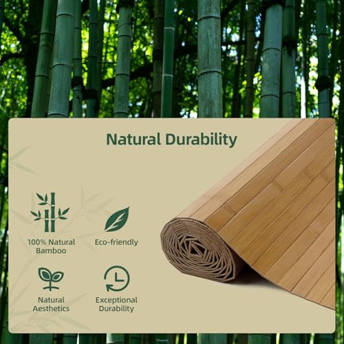 Vieshful 4 Pieces Bamboo Wall Panels (40 x 240 cm), Flexible Wood Cladding, Decorative Palillerie for Kitchen Island, Wall and DIY Furniture, Interior Ripped Slats, Carbonised