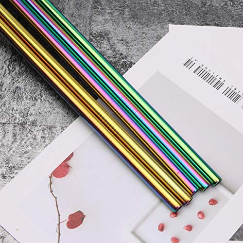HOMQUEN 18-teilige bunte Edelstahl-Strohhalme, wiederverwendbare 8,5-Zoll-Trinkhalme mit Regenbogen, mit Tragetasche (8 gerade / 8 gebogene / 2 Bürsten) – Bild 6