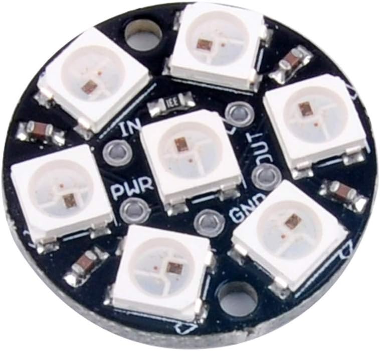 Stemedu 7 Bits WS2812 5050 RGB LED Pixel Lamp Ring Panel Module Light 5V WS2812B Circle Magic Color Black with Integrated Drivers