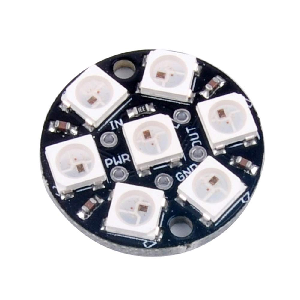 Stemedu 7 Bits WS2812 5050 RGB LED Pixel Lamp Ring Panel Module Light 5V WS2812B Circle Magic Color Black with Integrated Drivers