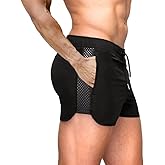 Rexcyril Men's Running Workout Shorts Quick Dry Gym Bodybuilding Athletic Shorts with Pockets