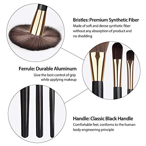 BEAKEY Makeup Brushes with Makeup Sponge, 7+1 Pcs Professional Makeup Brush Set, Premium Synthetic Foundation Powder Concealers Kabuki Eyeshadow Concealer Highlighter Blending Brush Kit