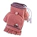 Unisex Women's & Men's USB Heated Gloves Mitten Winter Hands Warm Laptop Gloves,Yinuoday Full & Half Heated Fingerless Heating Knitting Hands Warmer Washable Design (Women Rose)