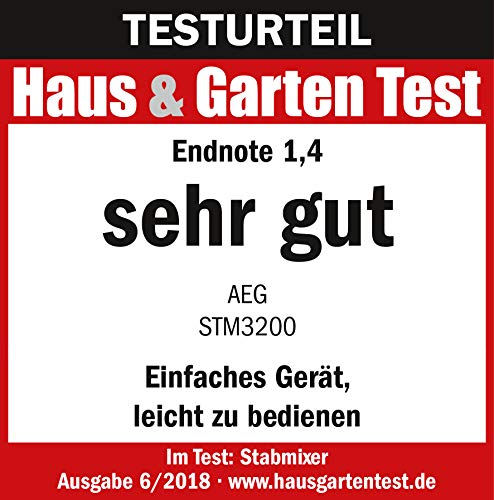 AEG STM 3200 Stabmixer / 600 Watt / 2-Klingen Edelstahlmesser / 0,8 PS / 16.500 U/Min. / 2 Stufen inkl. Turbo-Funktion… – Bild 7