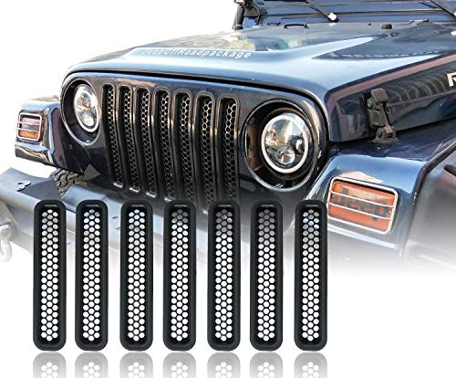 u-Box Jeep TJ Front Grille Inserts Mesh Honeycomb in Black for 1997-2006 Jeep Wrangler & Wrangler Unlimited