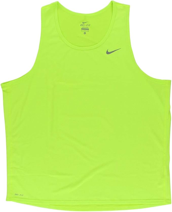 Nike Men's DriFIT Contour Singlet Tank Top, Neon Green, XL