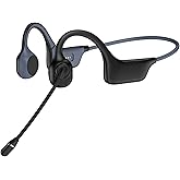 Hostena Bone Conduction Headphones with Mic-Callink, Trucker Bluetooth 5.4 Headset with Noise-Canceling Boom Microphone/Mute Function/Dual Connect, Open Ear Headphones for Work Driving Meeting（Black）