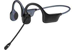 Hostena Bone Conduction Headphones with Mic-Callink, Trucker Bluetooth 5.4 Headset with Noise-Canceling Boom Microphone/Mute Function/Dual Connect, Open Ear Headphones for Work Driving Meeting（Black）