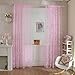 Haoun 2Pcs Butterfly Flocking Voile Tulle Sheer Curtain Window Panel Drape 39.4x78.8 - Pink