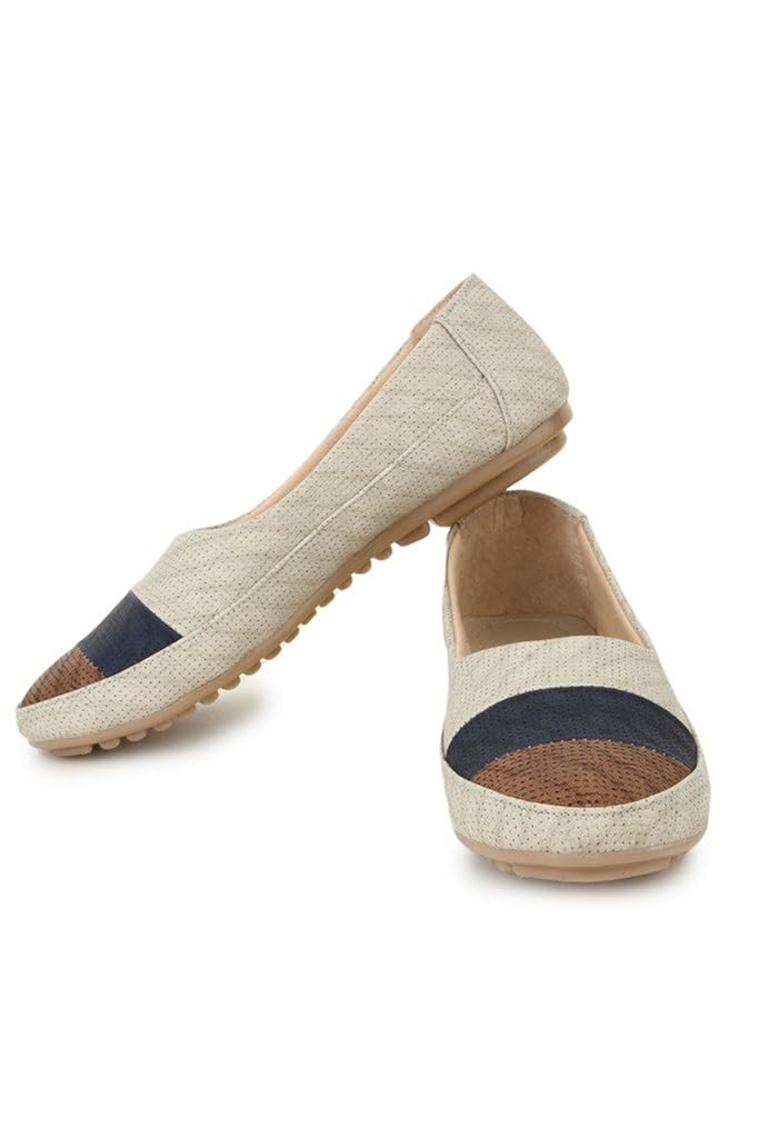 shezone synthetic leather beige women flats bellies