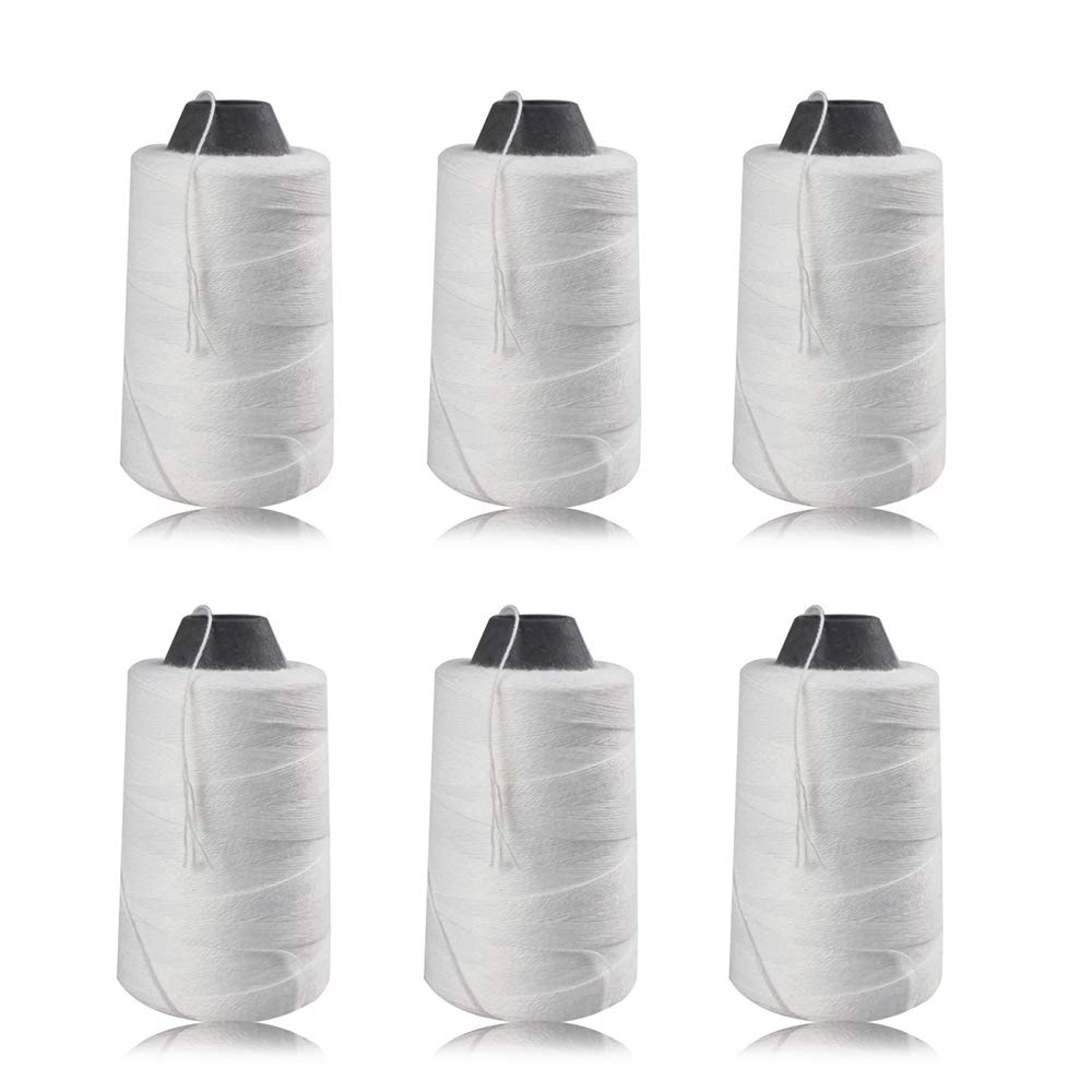 Fayelong White Sewing Thread 6 Cones 450 Metres Craft Materials for Bag Sealing Machine Sewing Machine