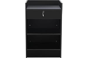 WISDOMFUR Portable Cash Register Stand - Black Cash Wrap Checkout Desk with Drawer for Retail, Meetings, Reception & Events