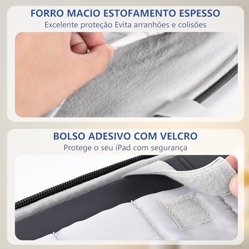 Bolsa Case para Tablet e Laptop de 9 a 11 polegadas,com Alça e Compartimento Frontal, bolsa protetora com bolso e Forro Macio (Preto)