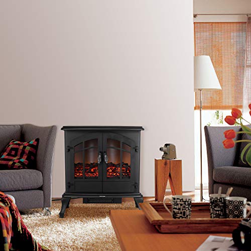 femor 25" Electric Fireplace, Adjustable 3D Realistic Flame Effect & Temperature, Portable 1400W Indoor Space Freestanding Heater with Overheating Safety Protection - Thumbnail 6